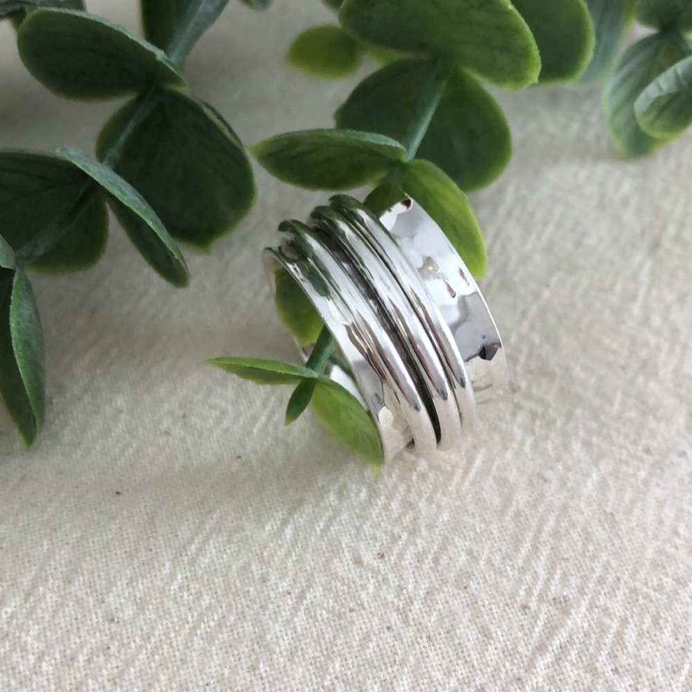 Hammered Spinner Ring, Sterling Silver